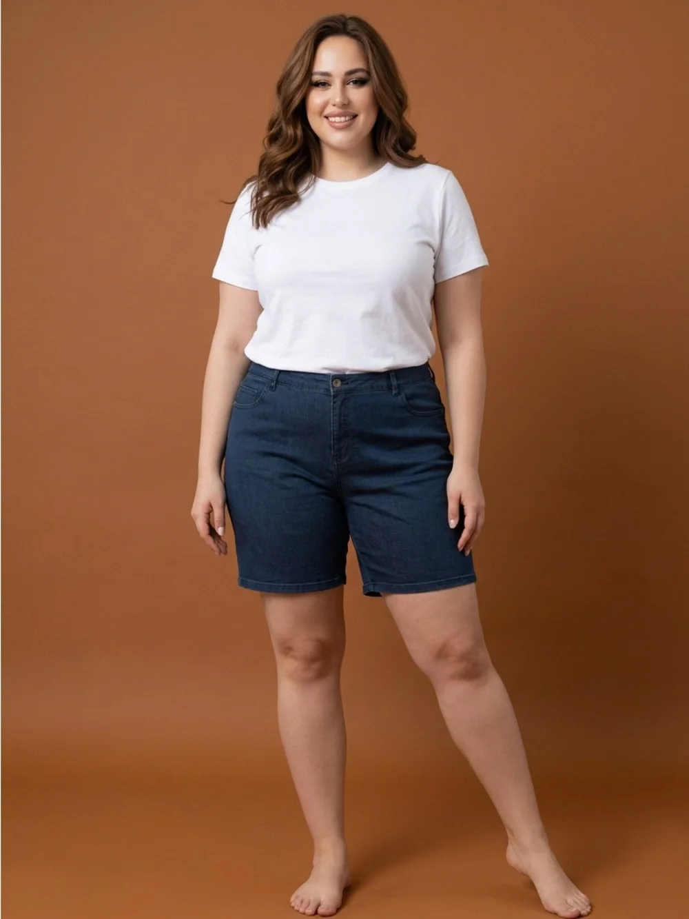 Catherines Women's 3X Everyday Fit Super Stretch Chambray Denim Shorts